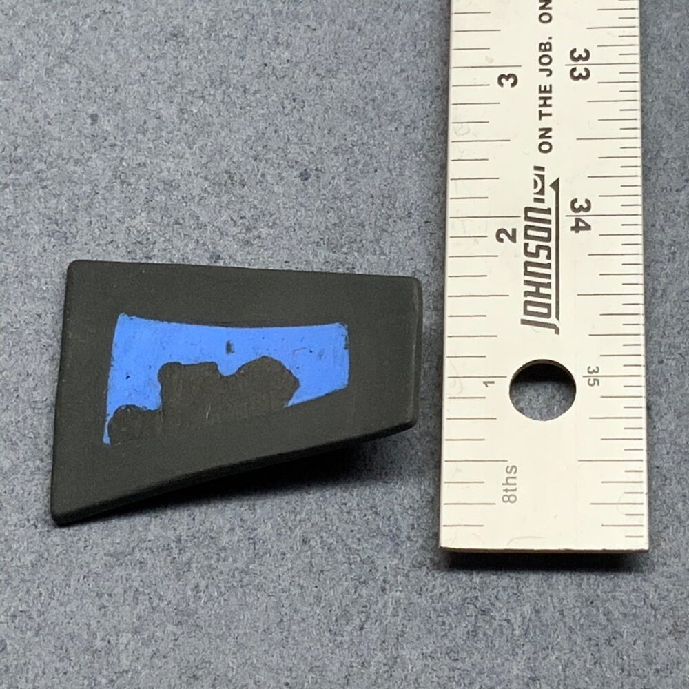 Abstract Trapezoid Pin Pendant Brooch 2.25 In Blue Black Clay Unisex Retro BoHo - Picture 6 of 6